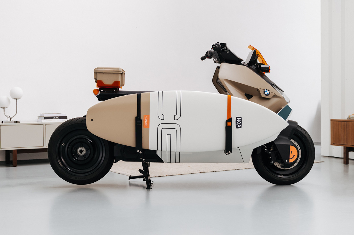 New BMW CE 04 Vagabund is an e-moped that can carry a surfboard