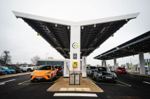 Electric cars charging at a Gridserve charging hub